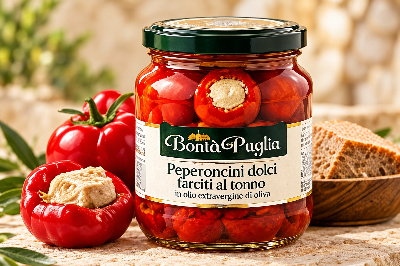 Peperoncini dolci farciti, confezione dimostrativa Bontà di Puglia